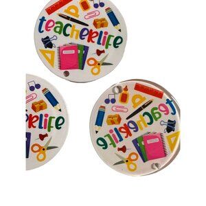 10 pc Teacher glitter acrylic flat back charm for badge reels keyrings earrings